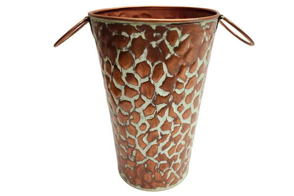 Rustic Copper Tin Flower Bucket