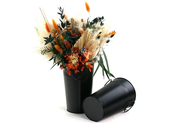 Black Tin Flower Bucket