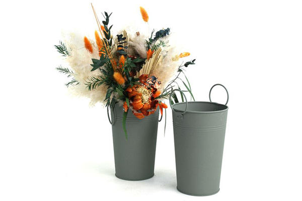 Green Tin Flower Bucket